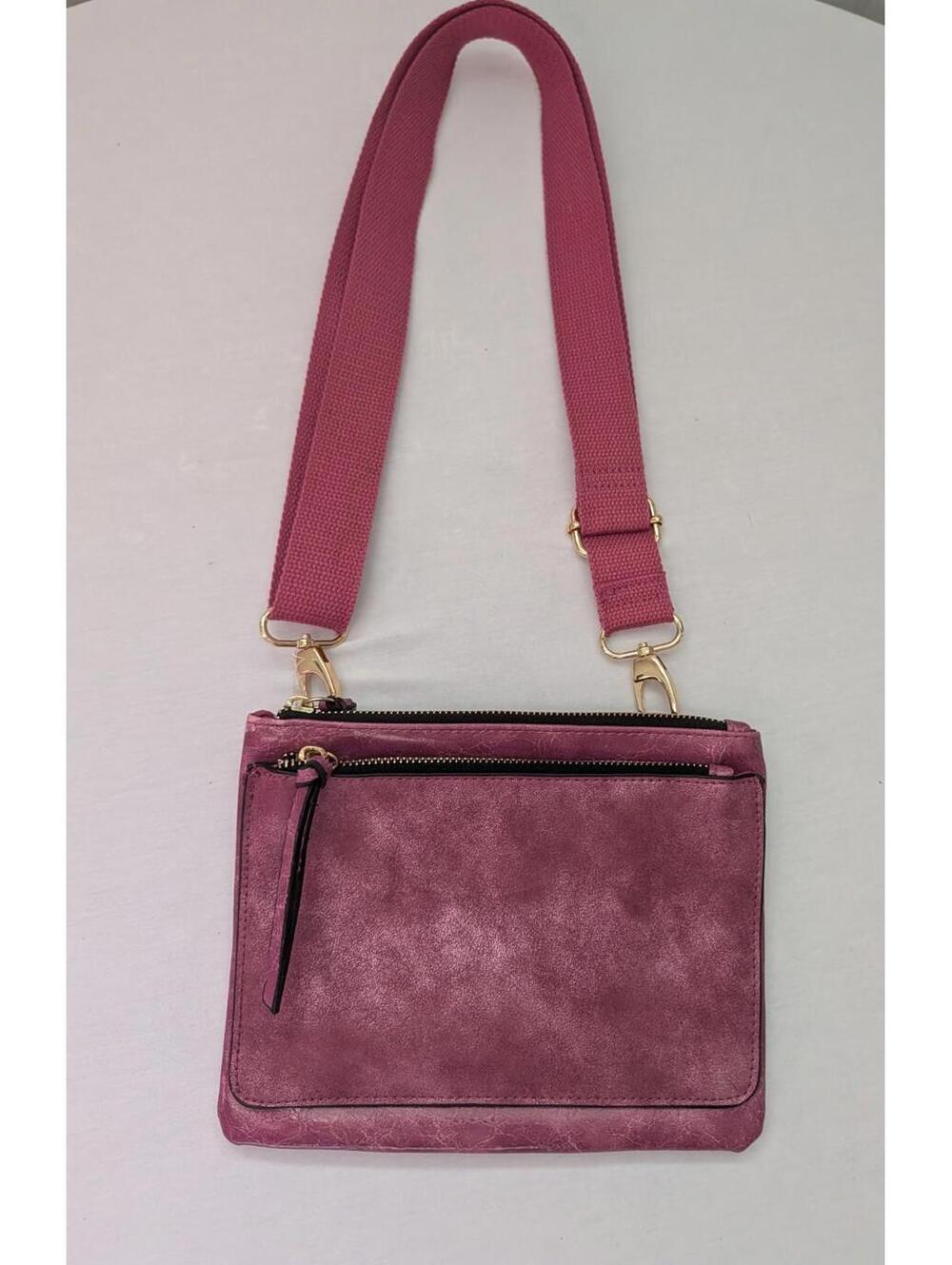 Purple Crossbody Bag New Adjustable Strap Zip Pockets Trendy